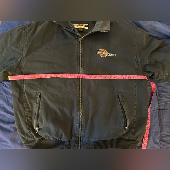 Vintage Harley-Davidson Ford F150 Black Bomber Jacket with Ribbed Collar - Picture 4 of 6